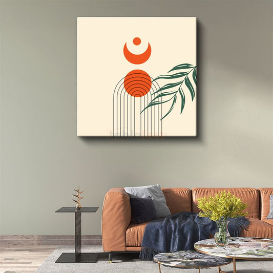 Ay Işığı Botanik - Geometrik Minimalist Kompozisyon Kanvas Tablo