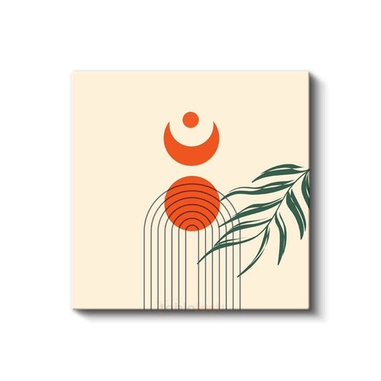 Ay Işığı Botanik - Geometrik Minimalist Kompozisyon Kanvas Tablo