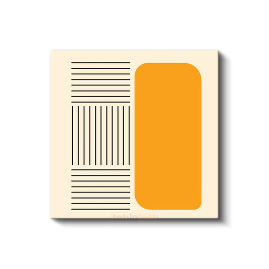Modern Denge - Turuncu Blok ve Çizgi Desenleri Geometrik Kanvas Tablo
