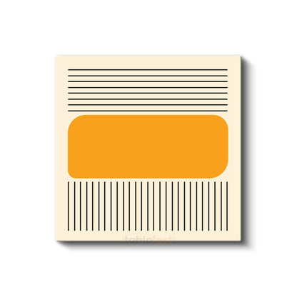 Minimalist Kontrast - Turuncu Blok ve Çizgi Kompozisyonlu Kanvas Tablo