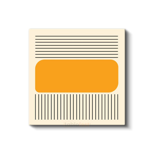 Minimalist Kontrast - Turuncu Blok ve Çizgi Kompozisyonlu Kanvas Tablo