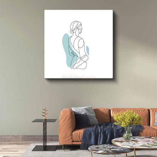 Minimalist Siluet - Tek Çizgi İle Çizilmiş Figür Kanvas Tablo