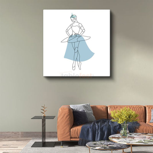 Tutu Dansçısı - Minimalist Vektörel Sanat Kanvas Tablo
