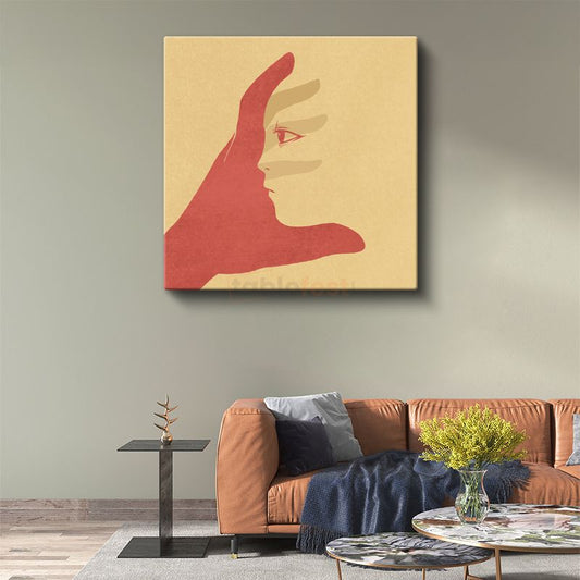 Kırmızı Profil - Minimalist Soyut Portre Kanvas Tablo