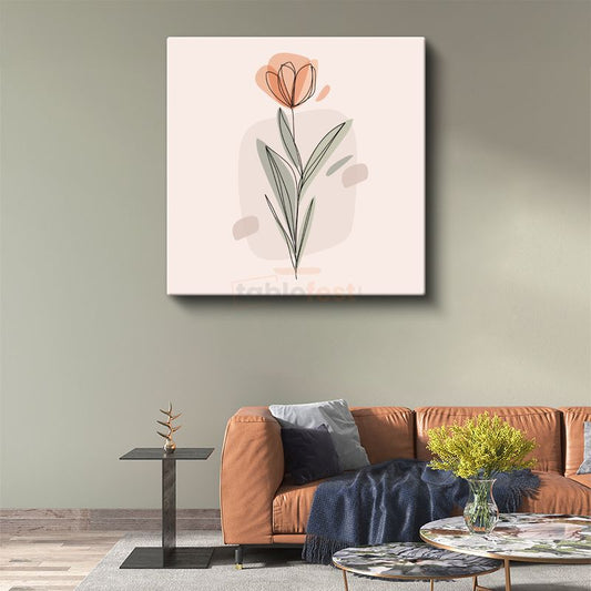 Soyut Lale - Pastel Tonlarda Minimalist Çiçek Kanvas Tablo