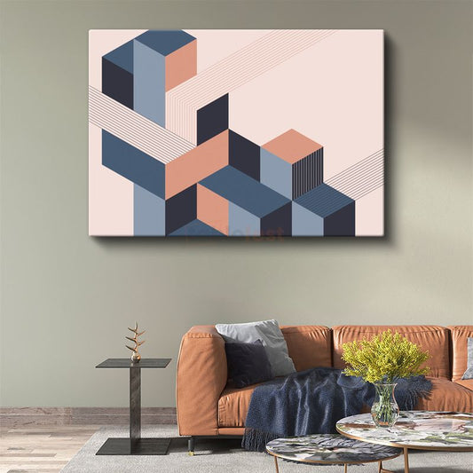 Geometrik Küpler - Modern Mimari Kompozisyon Kanvas Tablo