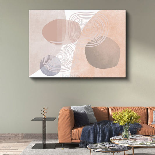 Organik Formlar - Pastel Tonlarda Minimalist Kompozisyon Kanvas Tablo