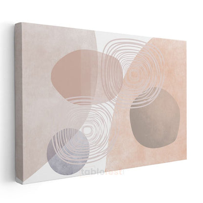 Organik Formlar - Pastel Tonlarda Minimalist Kompozisyon Kanvas Tablo