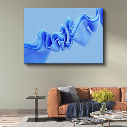 Mavi Dalga - Modern 3D Akışkan Formlar Kanvas Tablo