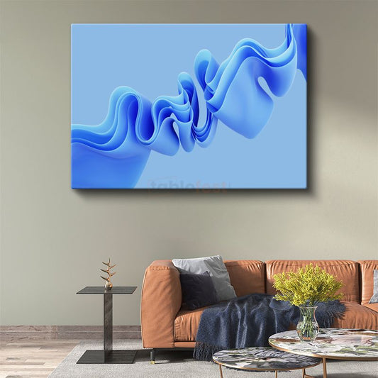 Mavi Dalga - Modern 3D Akışkan Formlar Kanvas Tablo