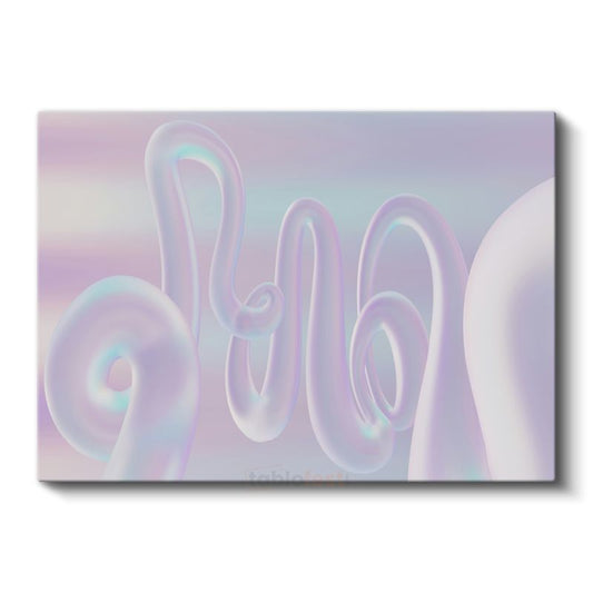 Holografik Spiraller - Pastel Mor ve Turkuaz Soyut Formlar Kanvas Tablo