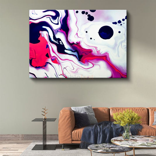 Sıvı Renkler - Pembe Beyaz Akışkan Sanat Kanvas Tablo