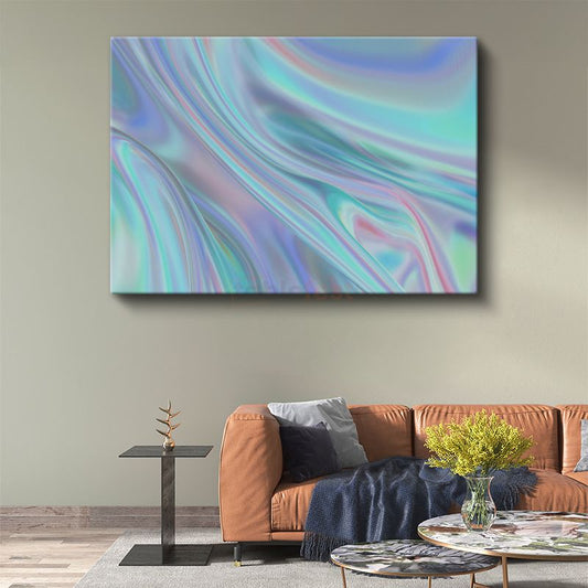 Holografik Akış - Pastel Renkler Soyut Kanvas Tablo