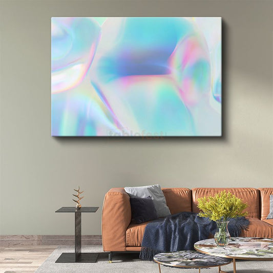 Holografik Dalgalar - Pastel Renk Geçişli Soyut Kanvas Tablo