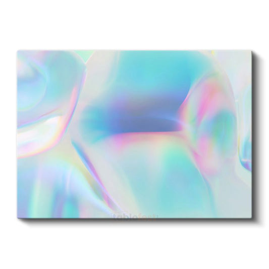 Holografik Dalgalar - Pastel Renk Geçişli Soyut Kanvas Tablo