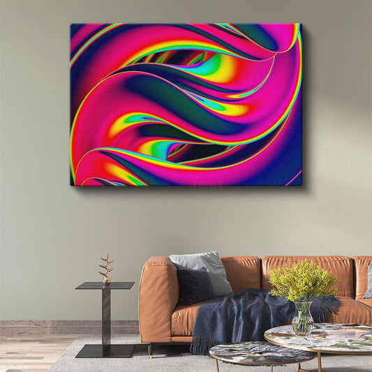 Neon Akış - Canlı Renkli Spiral Formlar Kanvas Tablo