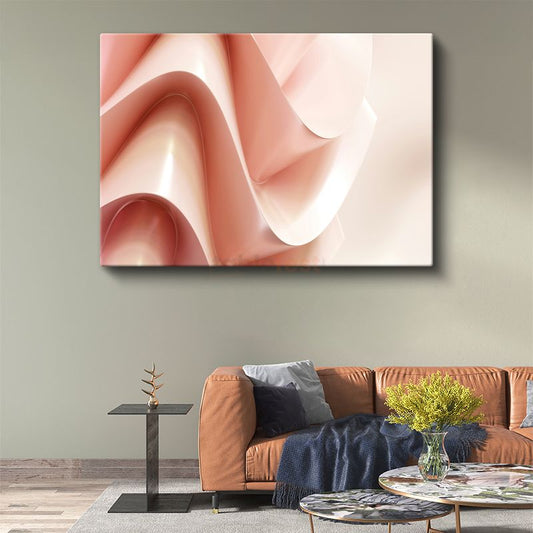 Yumuşak Katmanlar - Pembe Tonlarda 3D Dalgalı Formlar Kanvas Tablo