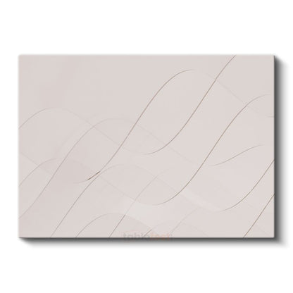 İnce Çizgiler - Bej Zeminde Minimalist Dalgalı Desenler Kanvas Tablo