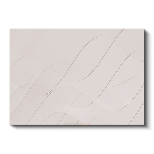 İnce Çizgiler - Bej Zeminde Minimalist Dalgalı Desenler Kanvas Tablo