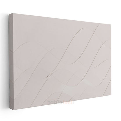 İnce Çizgiler - Bej Zeminde Minimalist Dalgalı Desenler Kanvas Tablo
