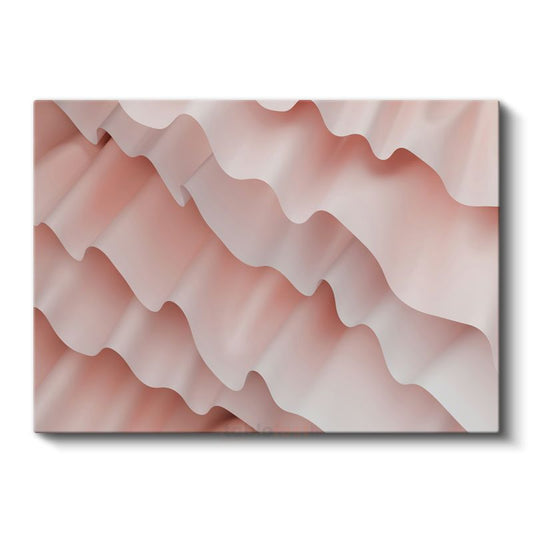 Dalgalı Katmanlar - Pembe Tonlarında Minimalist Geometri Kanvas Tablo