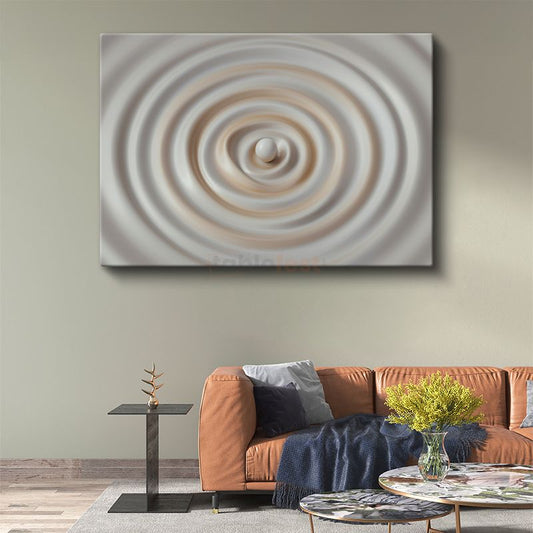 Hipnotik Daireler - Bej Tonlarında Minimalist Spiral Kanvas Tablo
