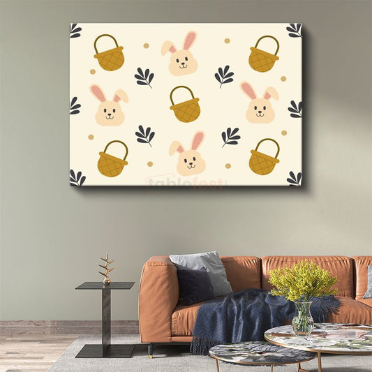 Sevimli Desenler - Minimalist Tavşan İllüstrasyonu Kanvas Tablo
