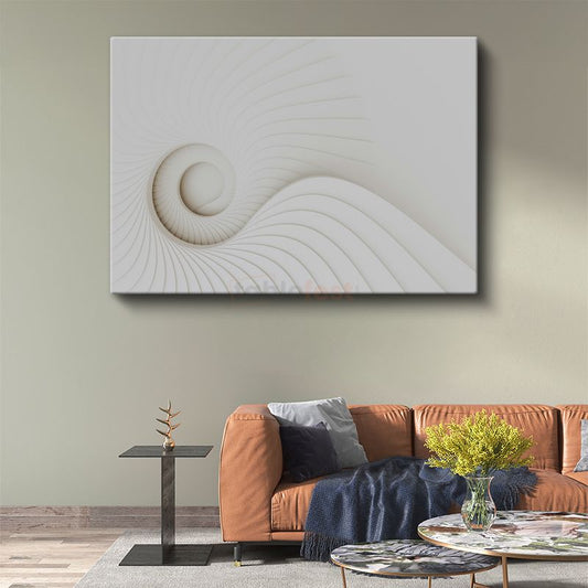 Minimalist Spiral - Beyaz Tonlarda Sonsuzluk Formu Kanvas Tablo