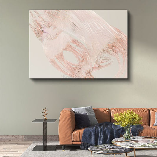 Zarif Akış - Pembe Fırça Darbeleri Minimalist Kanvas Tablo