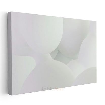 Beyaz Huzur - Minimalist Yumuşak Formlar Monokrom Kanvas Tablo