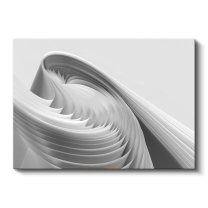 Minimalist Spiral - Beyaz Katmanlı Geometrik Form Kanvas Tablo