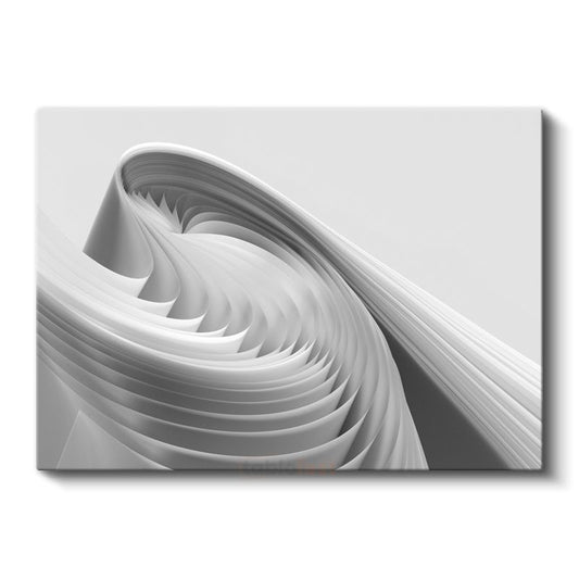 Minimalist Spiral - Beyaz Katmanlı Geometrik Form Kanvas Tablo