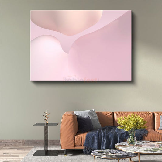 Pembe Soyut - Yumuşak Geçişli Minimalist Formlar Kanvas Tablo