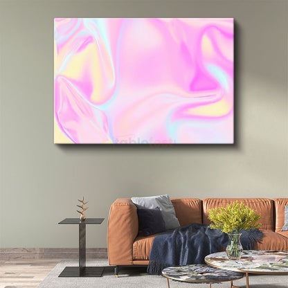 Pastel Akışkan - Pembe Sarı Dalgalı Desenler Kanvas Tablo