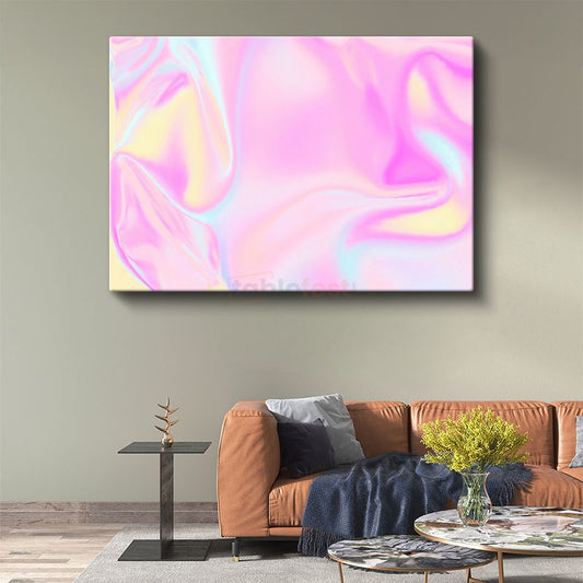 Pastel Akışkan - Pembe Sarı Dalgalı Desenler Kanvas Tablo