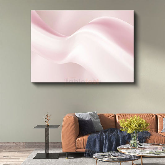 Pembe Dalgalar - Yumuşak Tonlarda Minimalist Soyut Kompozisyon Kanvas Tablo