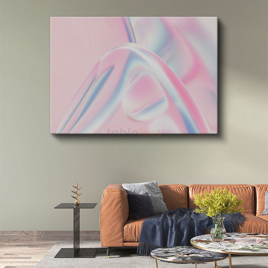 Holografik Kavis - Pastel Pembe Minimalist Form Kanvas Tablo