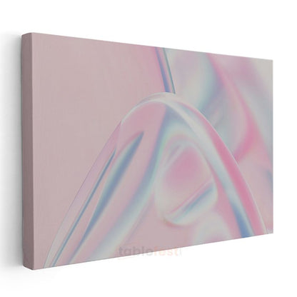 Holografik Kavis - Pastel Pembe Minimalist Form Kanvas Tablo