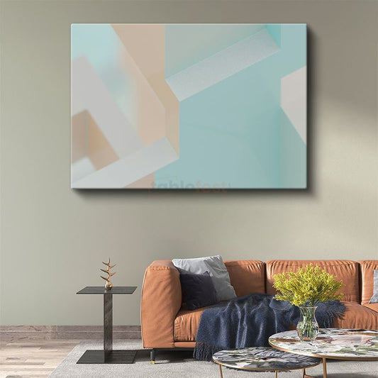 Geometrik Denge - Pastel Mavi Minimalist Kompozisyon Kanvas Tablo