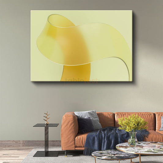 Sarı Akışkan Form - Minimalist 3D Soyut Tasarım Kanvas Tablo
