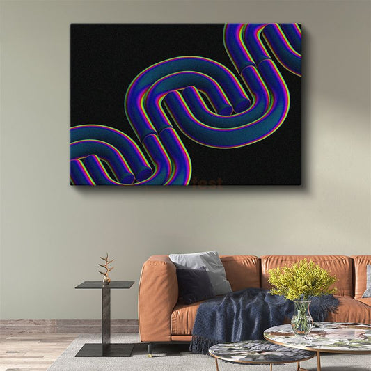 Neon Spiral - Çok Boyutlu Geometrik Soyut Kanvas Tablo