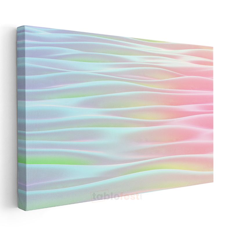 Pastel Dalgalar - Harmonik Çizgisel Soyut Kanvas Tablo