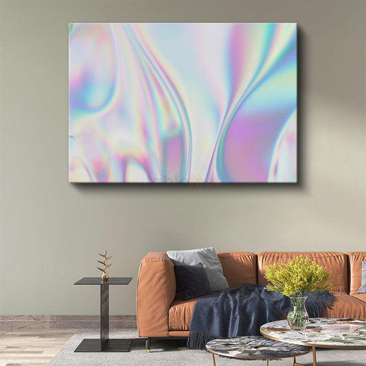 Holografik Akış - Pastel Işık Yansımaları Kanvas Tablo