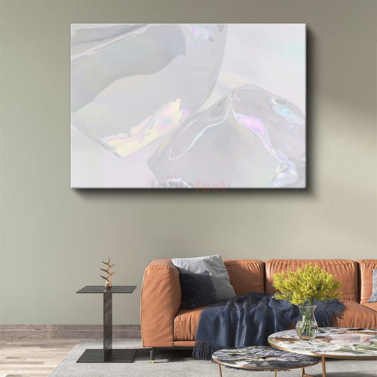 Kristal Yansımalar - Holografik Yarı Saydam Minimalist Formlar Kanvas Tablo