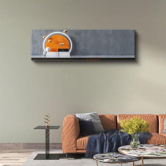 Altın Geyik - Modern Minimalist Geometrik Kompozisyon Kanvas Tablo