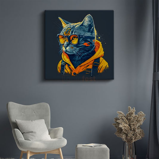 Kentli Kedi - Modern Dünyada Stil Sahibi Kedi Kanvas Tablo