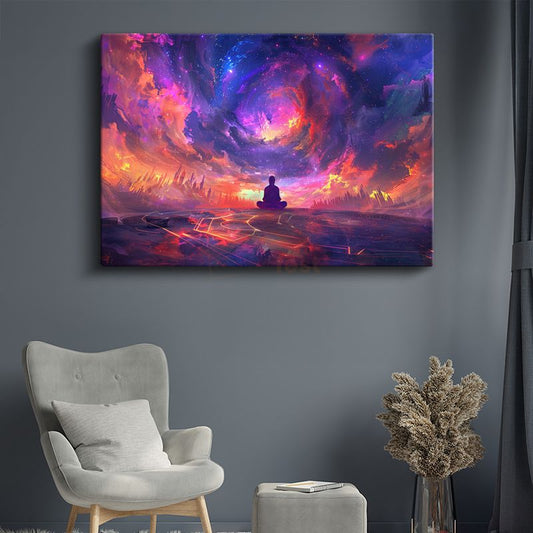 Evrenin Meditasyonu - Galaksiler Arasında Huzur Bulan Ruh Kanvas Tablo