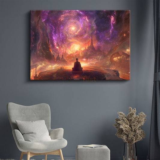 Ruhsal Yolculuk - Kozmik Enerjiyle Bütünleşen Meditasyon Anı Kanvas Tablo