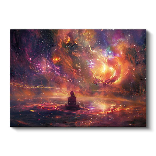 Evrenin Meditasyonu - Kozmik Enerji Havuzunda Aydınlanma Kanvas Tablo