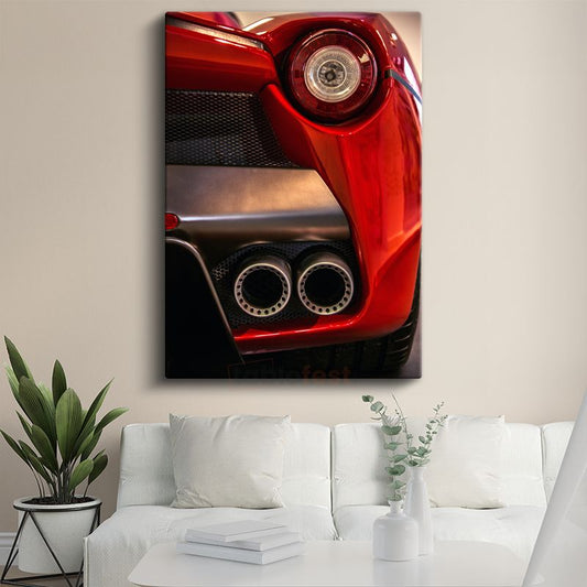 Ferrari Arka Tasarım - İtalyan Spor Otomobil Egzoz Detayı Kanvas Tablo